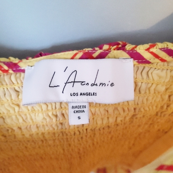 L'Academie Womens Size Small The Laci Top Cropped Ruffle In Yellow Plaid - Picture 6 of 8